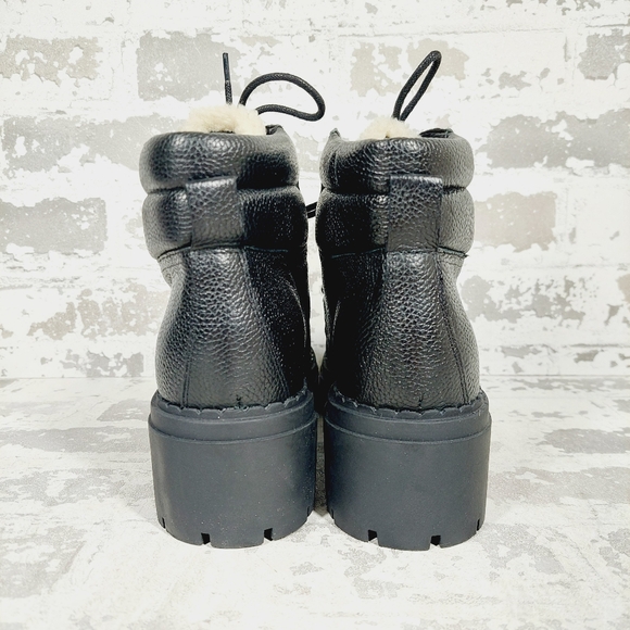 NEW Marc Fisher LTD Black Leather Nairy Lace Up Hiking Boots E581 - Picture 7 of 13
